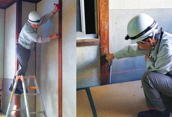 柱や床の傾きを測定